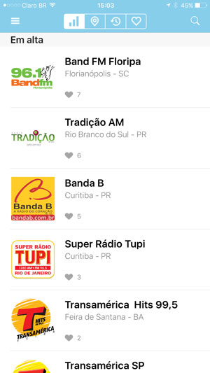 telas do aplicativo
