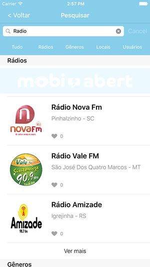 telas do aplicativo
